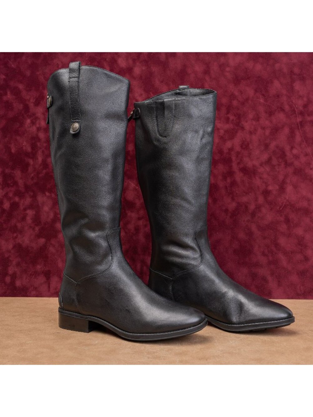 Sam Edelman Women Penny Riding Equestrian Wide Calf Black Leather Boots sz 10.5